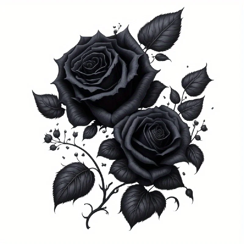 [Glamorous Car Sticker] QF139 Black Rose Car Sticker - Professional, Glamorous & Eye-catching Design