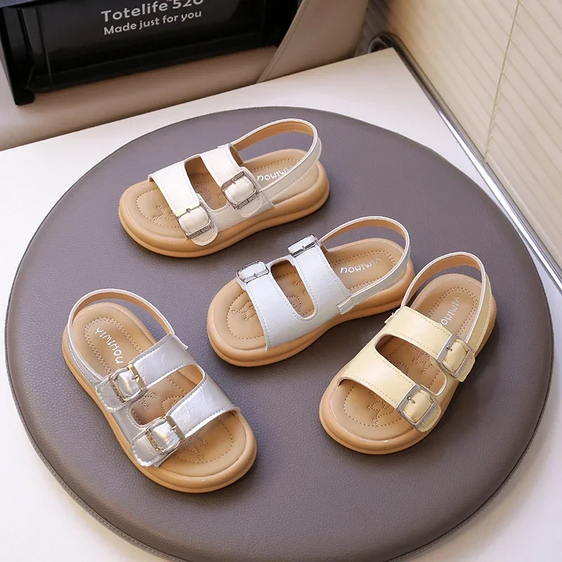 

Kids Sandals Non-slip Open Toes 2025 Summer New Girls Beach Shoes Soild Color Classic Children Casual Shoes for Boys Soft Sole