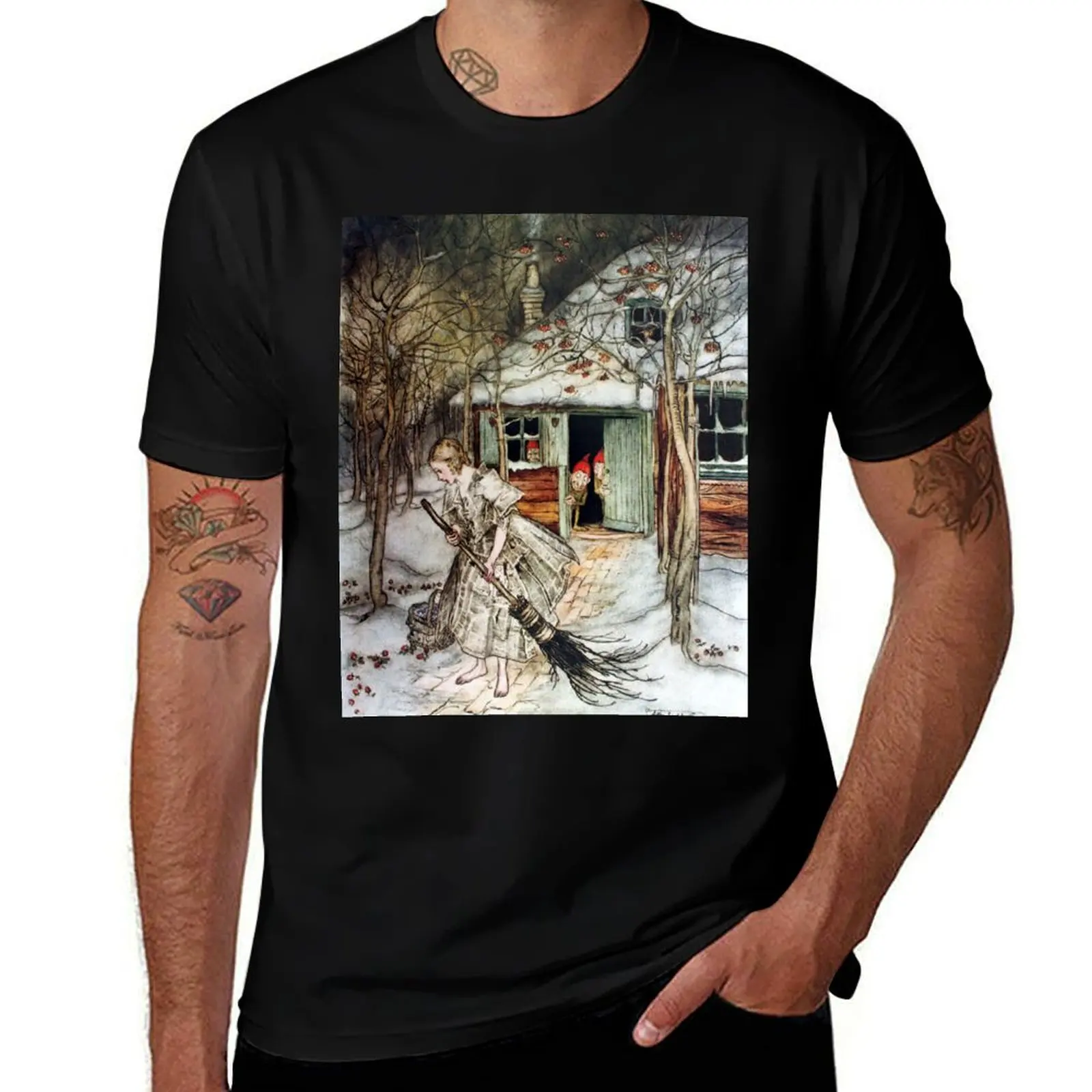 The Three Little Men From The Wood - Arthur Rackham T-Shirt Streetwear Print Tee Shirt T-Shirt