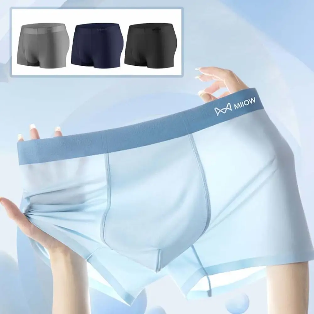 3 uds. Bragas planas transpirables con letras para hombre, pantalones cortos de seda helada sin costuras a media cintura, Boxers, calzoncillos, ropa interior fina para hombre/niños