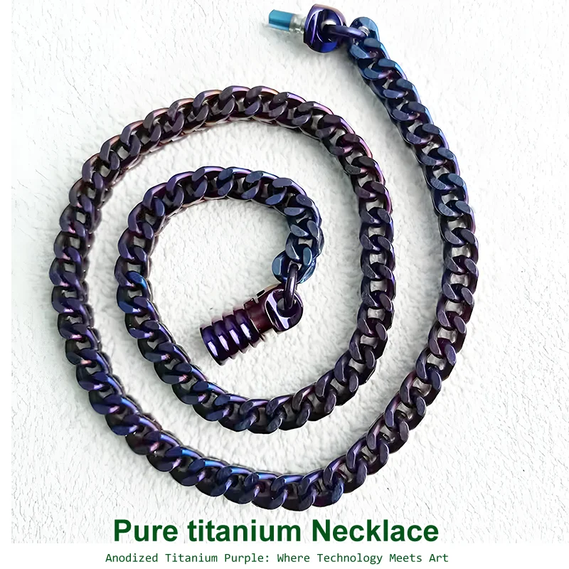 Pure Titanium Washed Colored Necklace, Reversible Chain, Trendy Hip-Hop Style for Men & Women