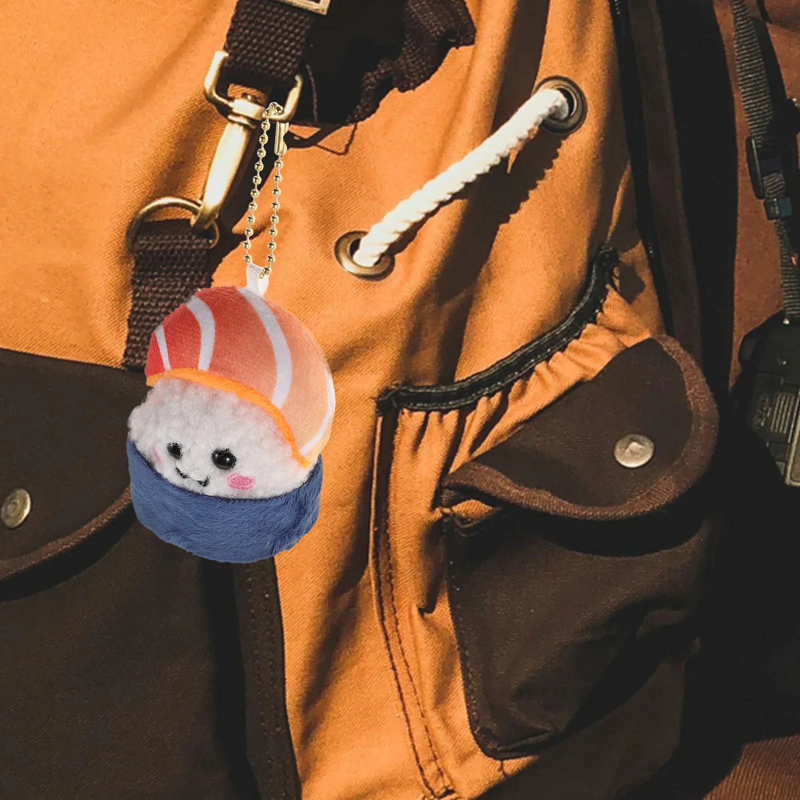 

Cute Japanese Salmon Soft Sushi Keychain for Backpack Purse Women Kawaii Accessories Christmas Ornaments Imitation Food Keychain