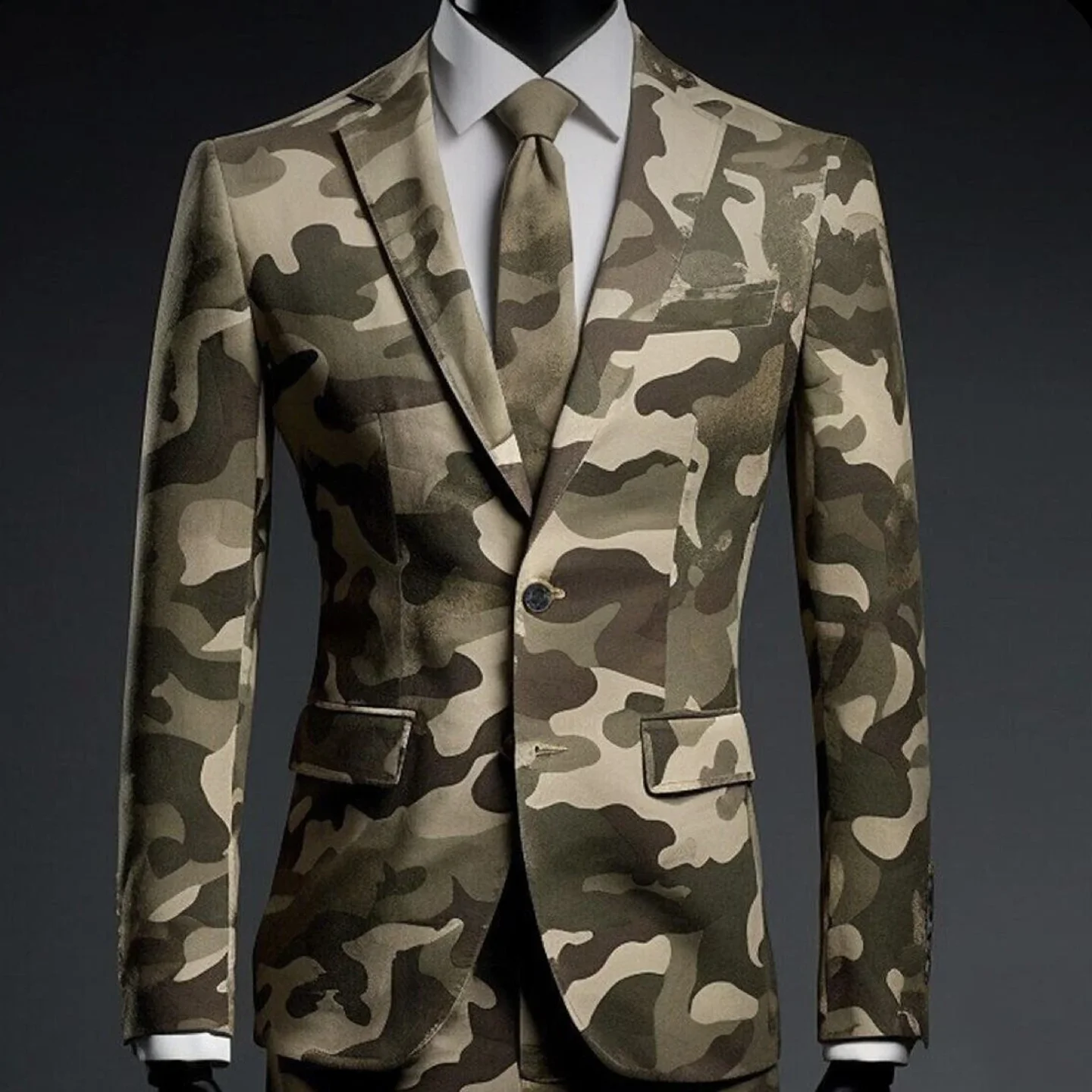 Men's Suits Camouflage Formal Business 2 Piece Sets Single Breasted Outdoor Prom Tuxedos Wedding Groom Suits Male Customized