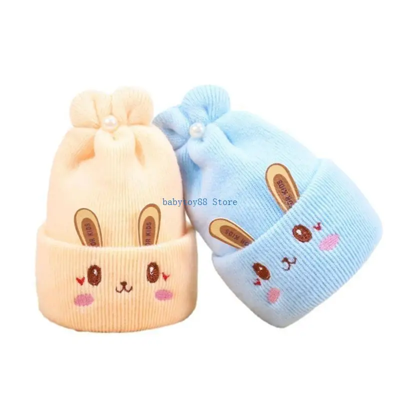 

Y4UD Baby Hat Bunny Ear Newborn Beanie Hat Winter Autumn Knitted Caps Infant Breathable Headwear Outdoor Windproof Warm Hat