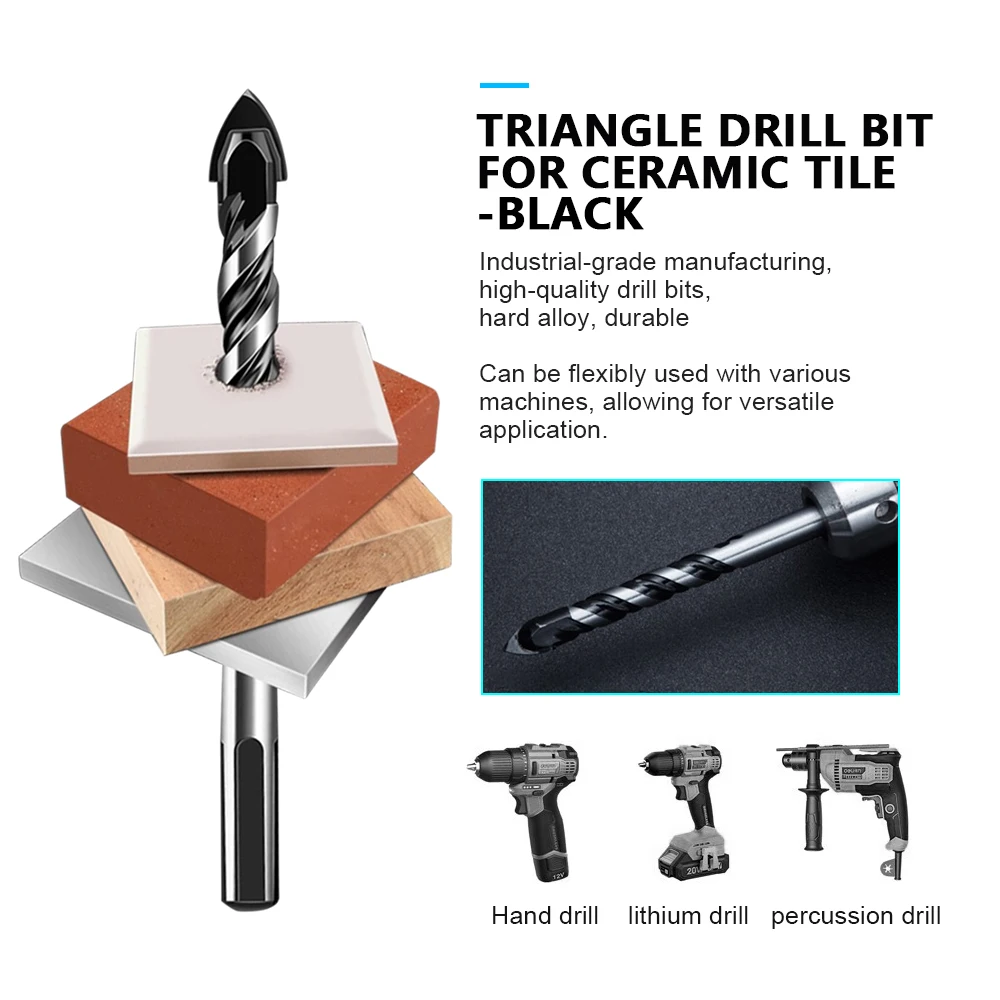 XCAN Drill Bit Glass Drill Bits for Tile Ceramic Concrete Hole Opener Triangle Bit Drilling Tool 3mm 4mm 5mm 6mm 8mm 10mm 12mm