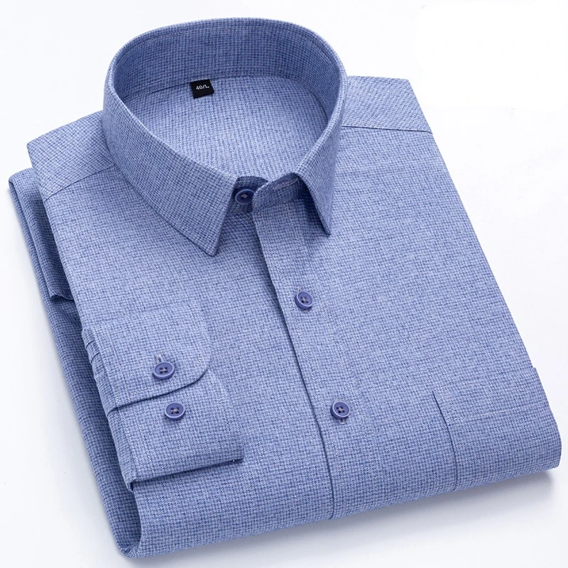 Camisa de manga larga 100 de algodón para hombre, Camisa a rayas a cuadros de Color sólido, informal, de ocio, nueva