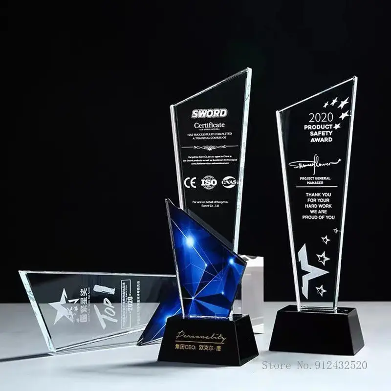 Imagem -02 - Troféu de Cristal Personalizado Impressão a Cores Como um Prêmio Prêmio de Filme de Esportes Entrega em Uma Comemorativa Decoração de Casa