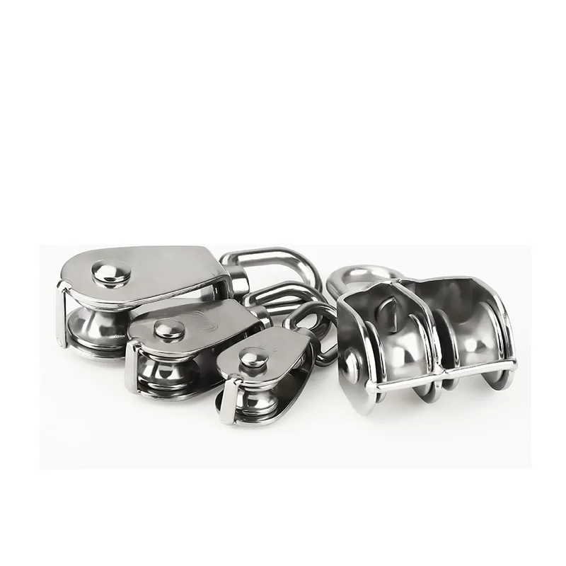 304 Stainless Steel Pulley M15 M20 M32 M50 M75 M100 Single Double Wheel Swivel Lifting Rope Pulley Set  Pulley Crown Block