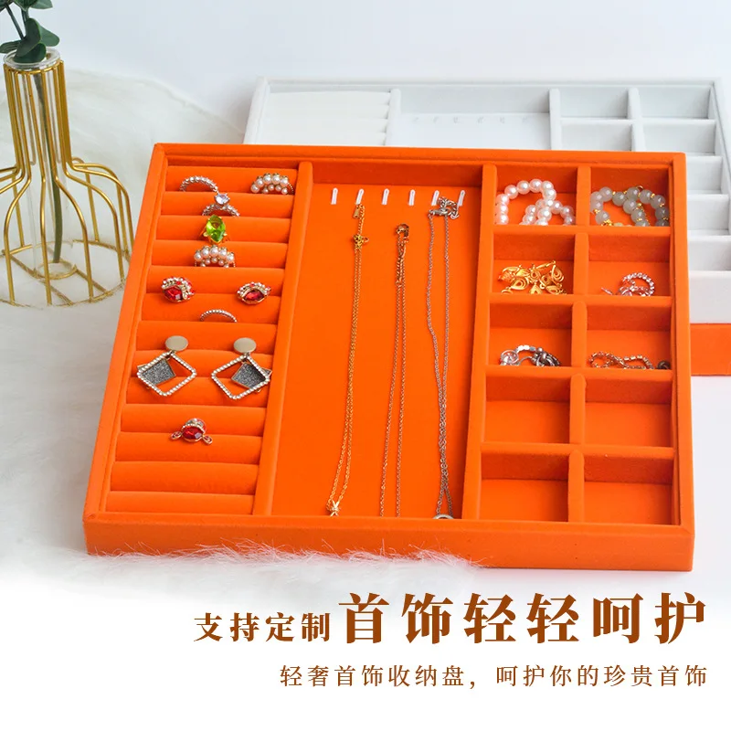 

3 Parts Flannel Multi-functional Jewelry Box Household Drawer Storage Case Ring Jewelry Box Jewelry Display Tray
