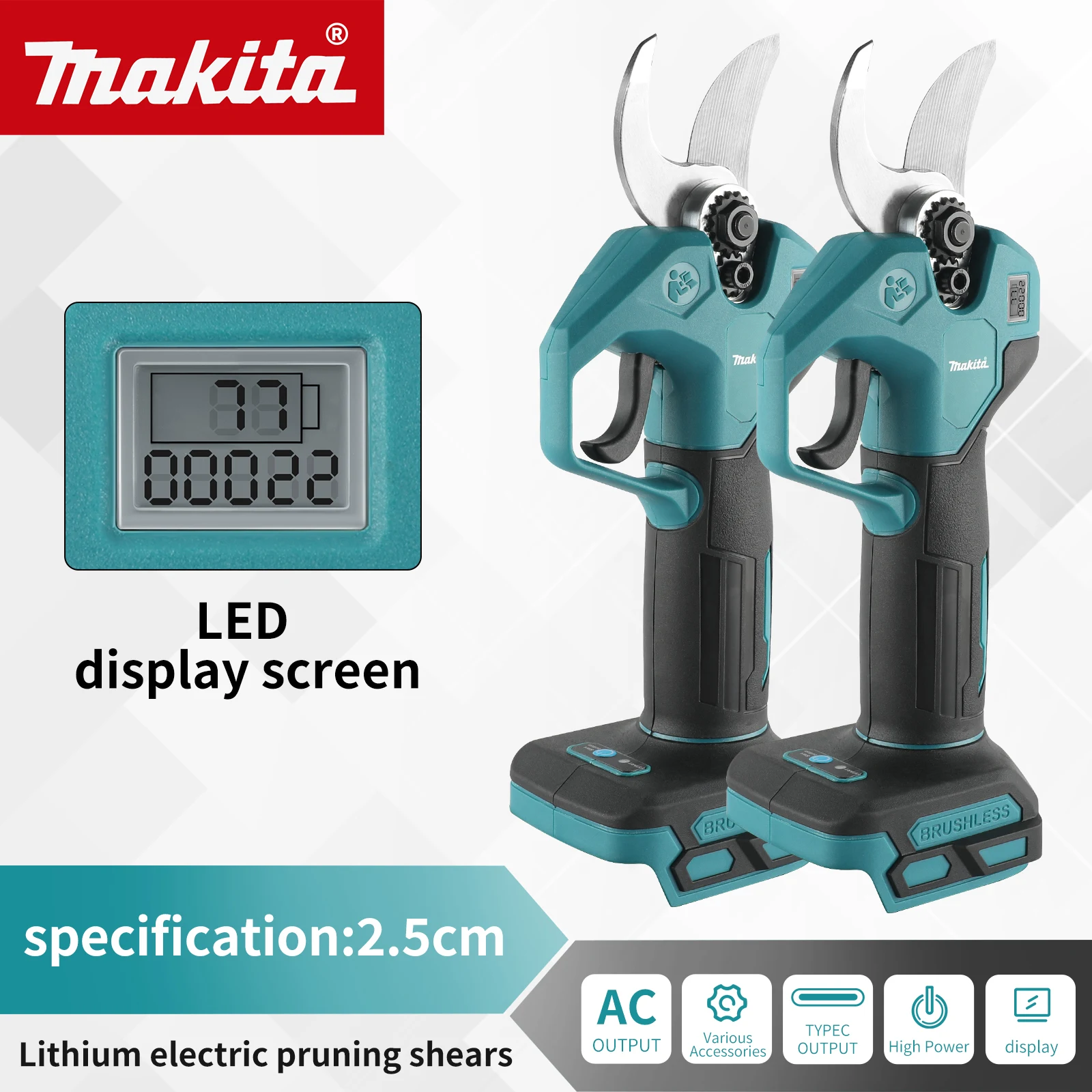 

NEW 2026 Makita Tree Trimming Shears, 18V Brushless Cordless, Efficient Electric Tool for Household and Orchard Use