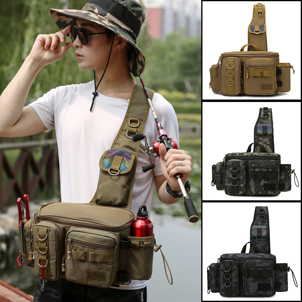 

Fishing Bag Multifunction Outdoor Tackle Reel Lures Storage Box Waist Shoulder Camera Handbag Pouch Carp Fish Rod Crossbody Bag