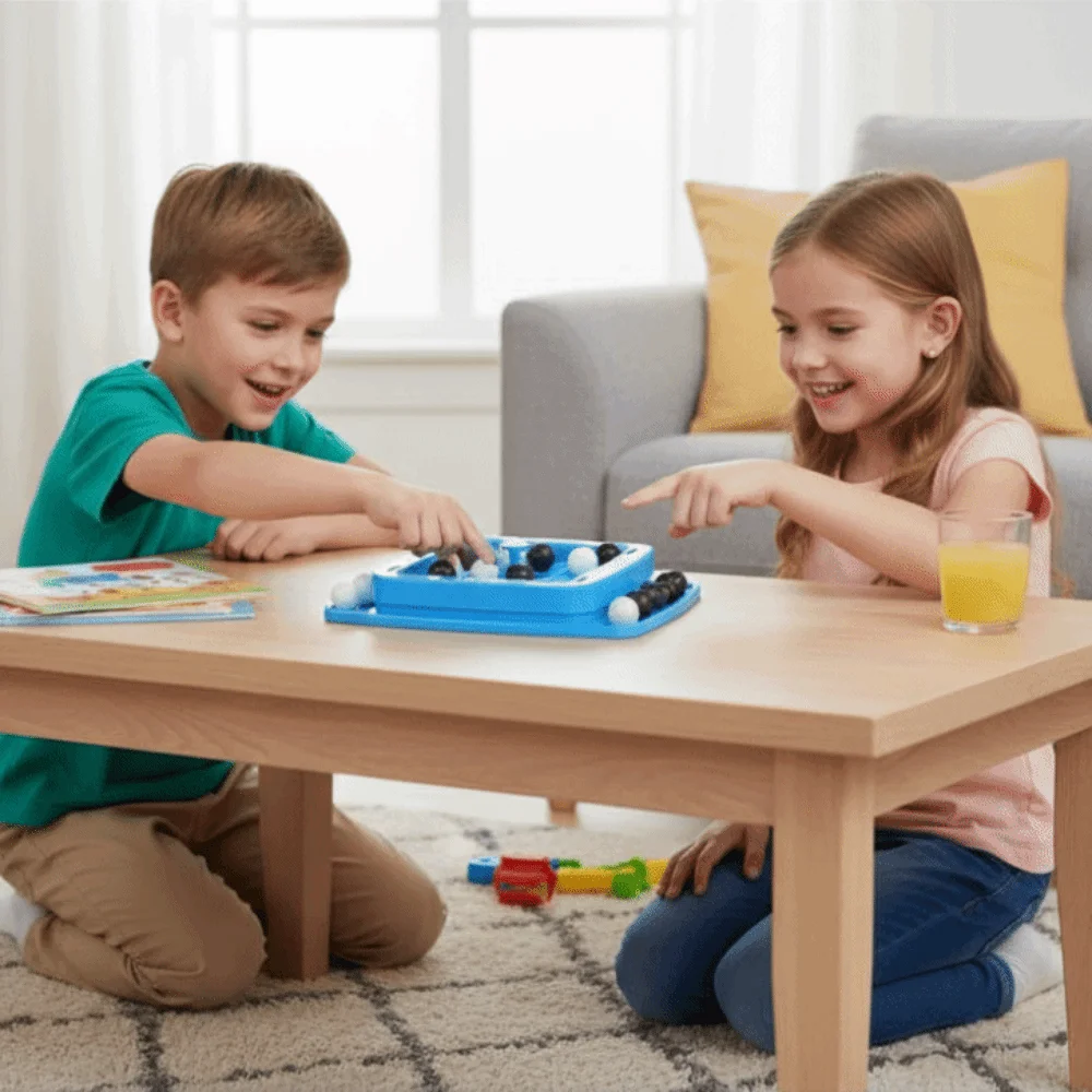 Black and White Four in A Row Game Fast Strategy Interactive Orbit Logic Board Game Educational DIY Track Logic Chess