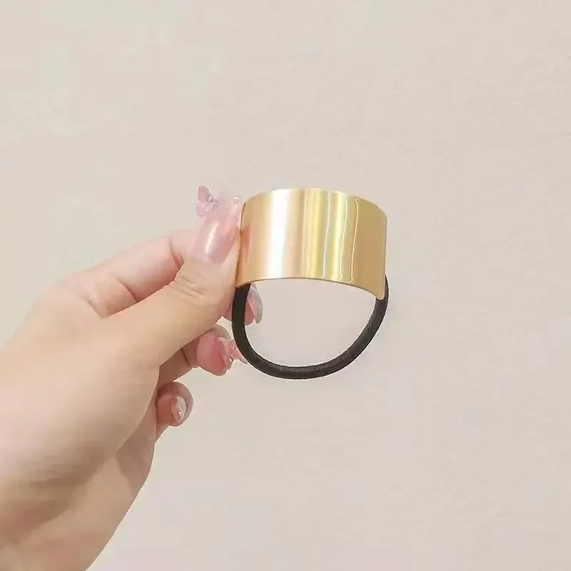 Bandas elásticas para el cabello para mujer, gorros dorados huecos geométricos, lazos de cuerda para el cabello, accesorios para el cabello