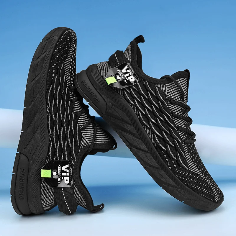 

2024 Classic Black Men's Sneakers Mesh Breathable Sports Shoes Men Athletic Shoes Lightweight Running Shoes Man Tennis Sneakers