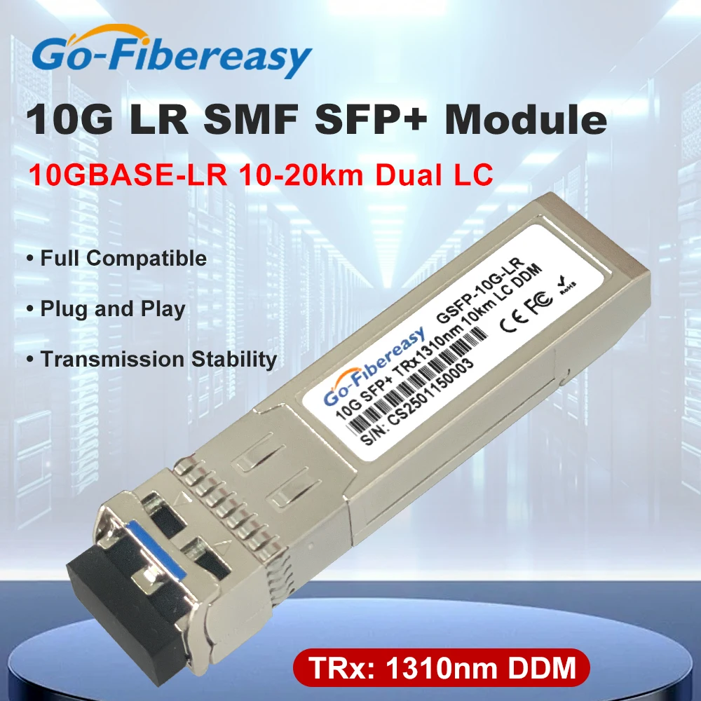 10Gb SFP 10km LC Optical Module 10GBASE-LR 1310nm Single-Mode Fiber SFP+ Transceiver For DEll/Extreme/Netgear Ethernet Switch