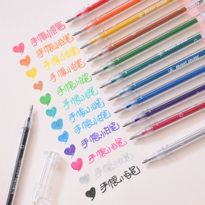 

12pcs black /red /blue/dark blue Refill gel pen for student Marker pens