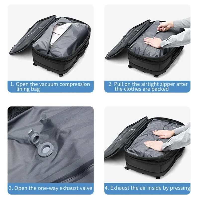 Zaino Airback da viaggio da 60 litri con pompa per vuoto borsa zaino con Airbag a compressione sottovuoto espandibile per zaino da lavoro per uomo