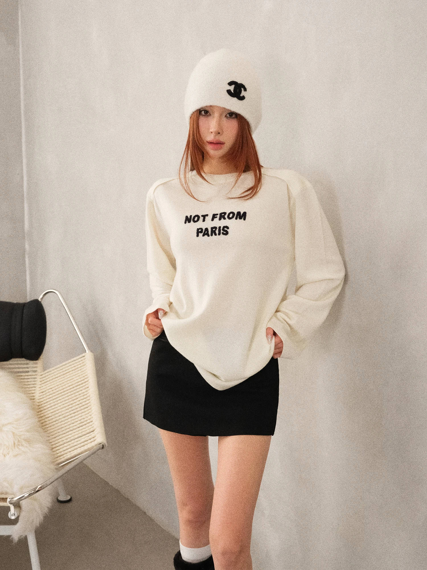 

Свитер свободного кроя с буквенным принтом, вязаный, из смесового шелка, женский, с круглым вырезом, с длинными рукавами, Forniyooyo Forni Brand