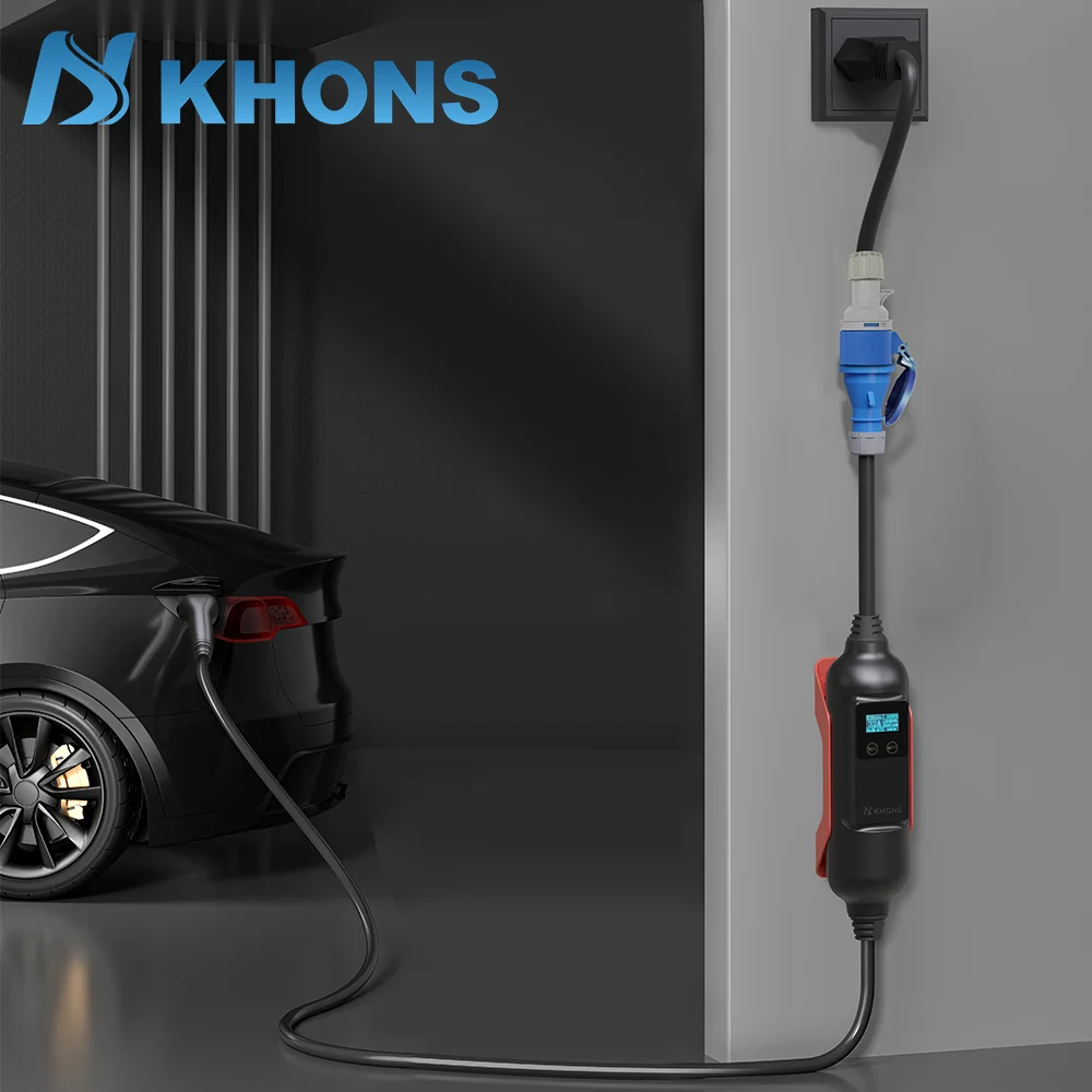 KHONS Electric Vehicle Charger Blue CEE 32A To Brazilian Plug 10A 20A Adapter 32A 1Phase Female TO 10A Plug Connector