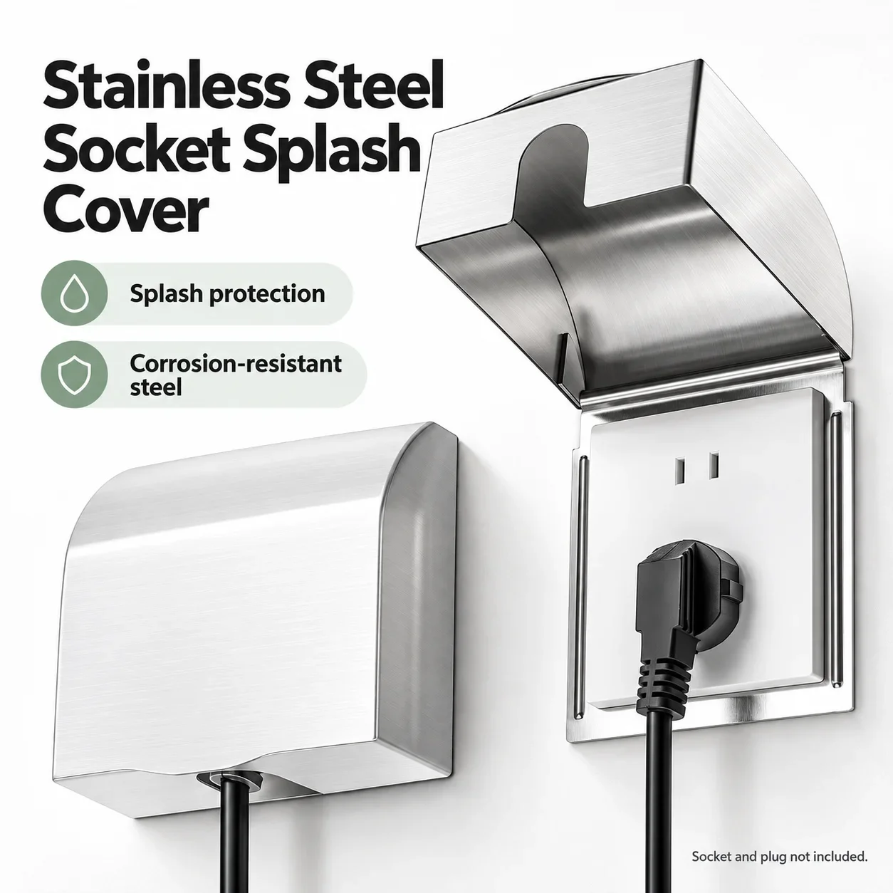 86 Socket Splashproof Box 304 Stainless Steel Waterproof Outdoor Switch Sun Protection Cover High Temperature Fireproof