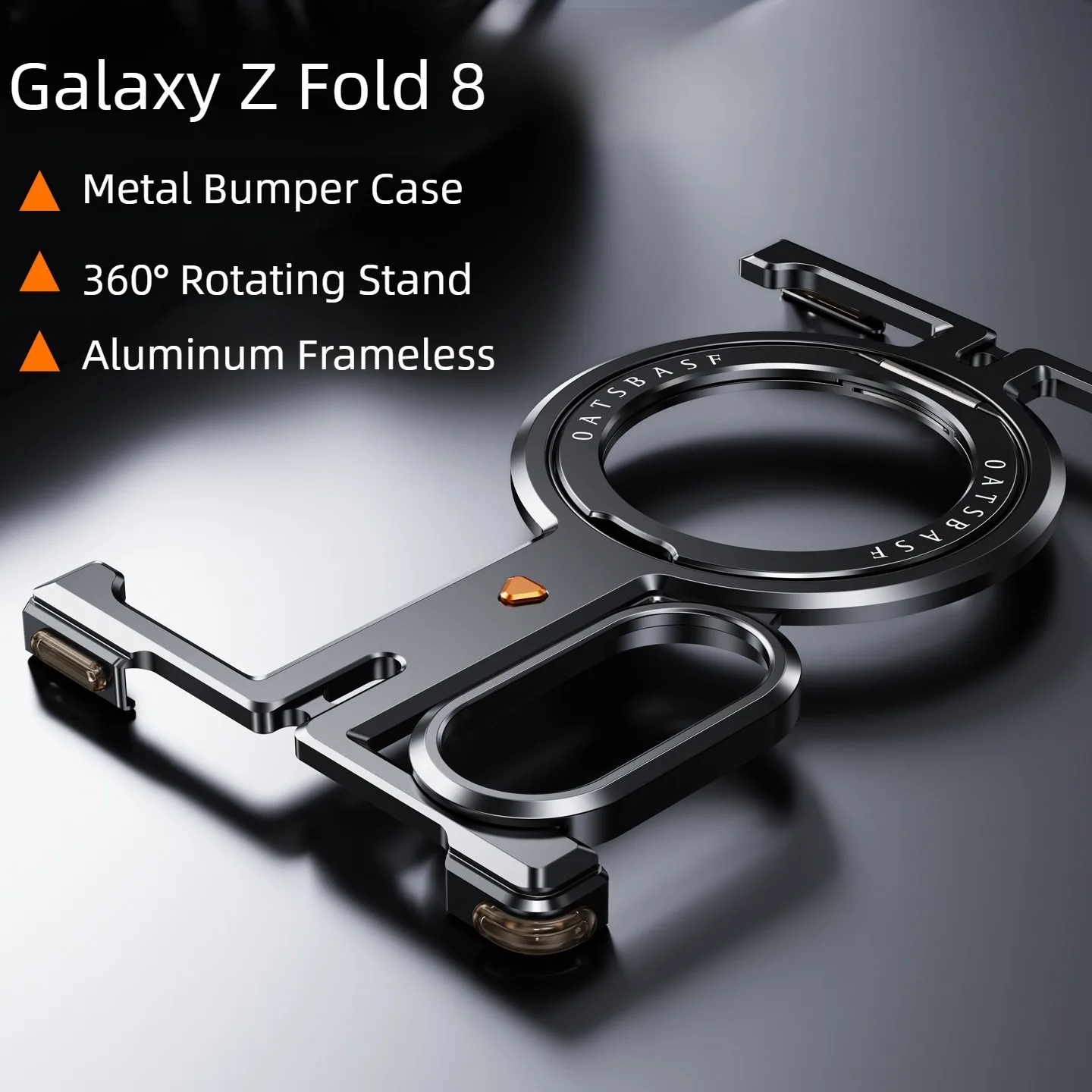 Eary Frame Metallhüllen für Samsung Galaxy Z Fold 8 mit 360-Grad-Ständer ° Drehbarer Griff-Ständer Aluminium Slim Bumper Stoßfeste Handyhülle – Detail 3