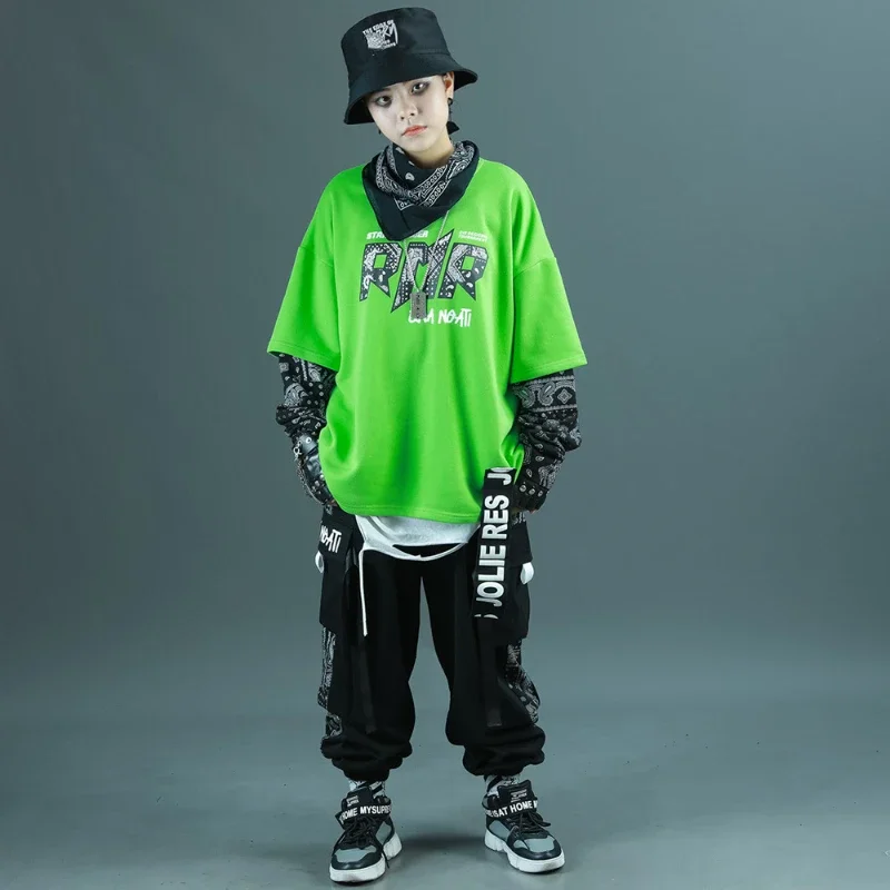 

Kids Sport Sets Green Sweatshirt Casual Pants Boys Streetwear Fashion Hip Hop Loose Clothes Outfit Children Tracksuit 10 12 14 Y