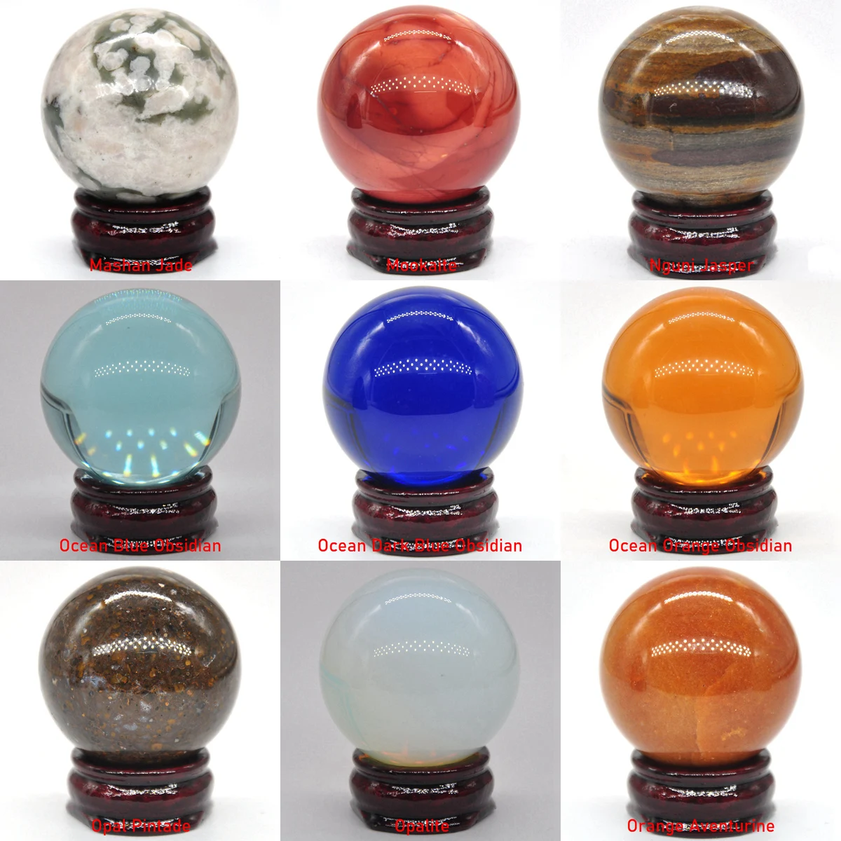 40MM Natural Gemstones Ball Healing Crystals Home Decoration Reiki Wicca Chakra Stones Sphere Rocks Mineral Gem Massage Globe