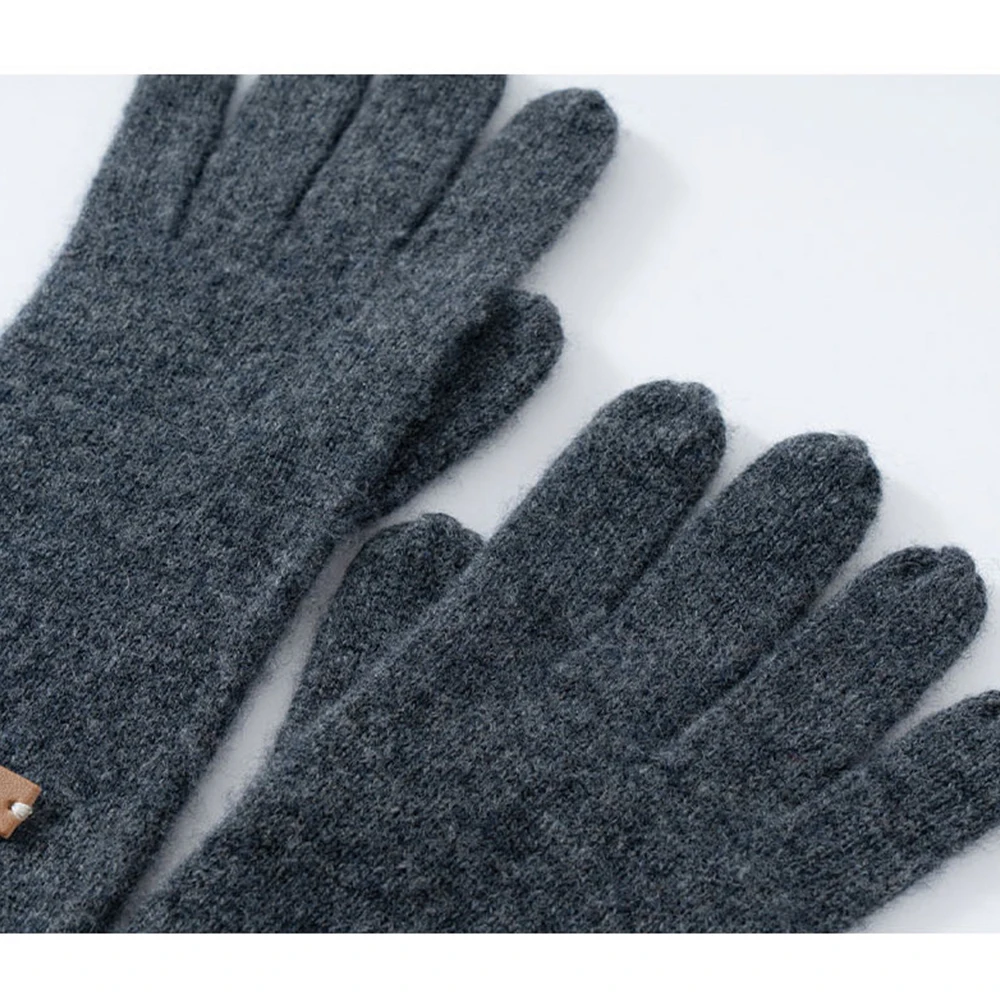 

Сплошные теплые кашемировые перчатки, 35% кашемир, 65% шерсть, вязаные перчатки, зимние теплые перчатки, теплая вязаная велосипедная варежка с пятью пальцами