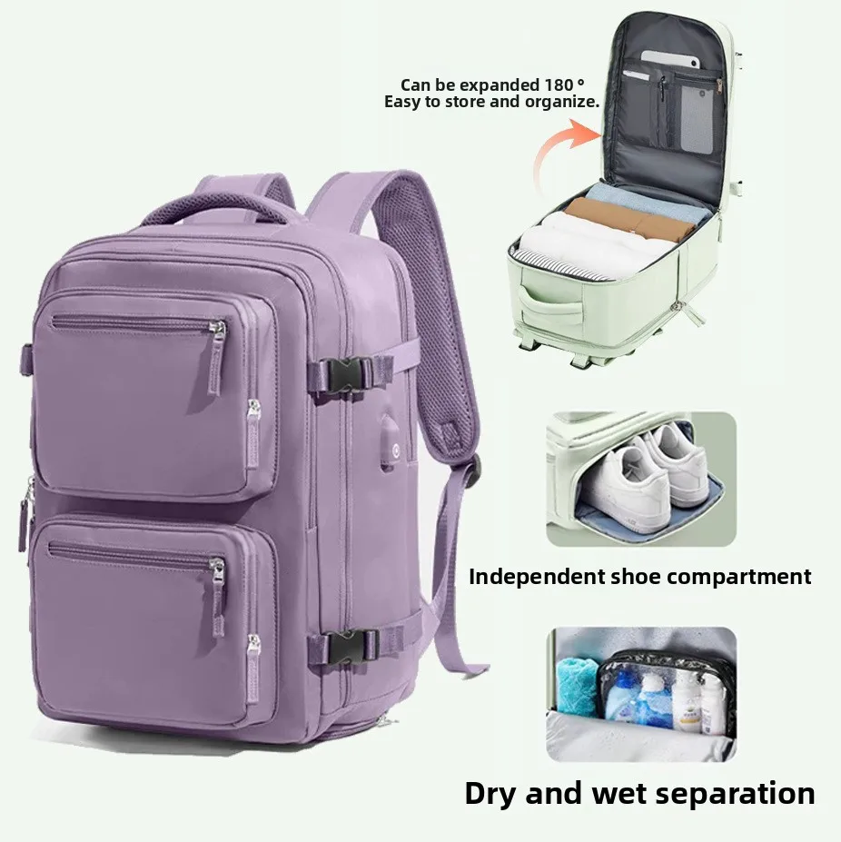 حقيبة ظهر موسعة للرجال والنساء، سفر بسيط، تخزين الكمبيوتر، متعددة الوظائف، حقيبة ظهر ذات سعة كبيرة #1