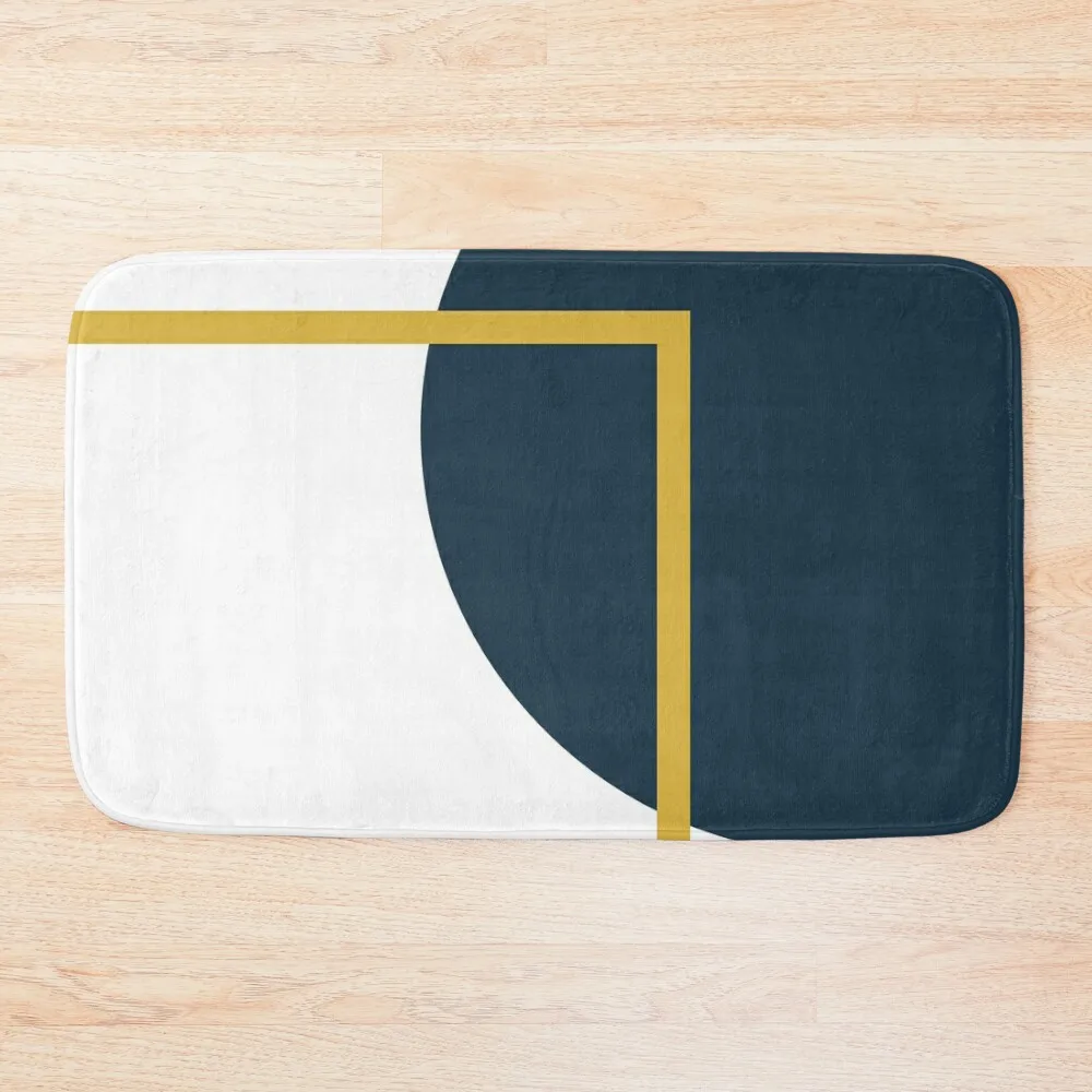 

Abstract Geometric Minimalist Navy Blue, Light Mustard Yellow, and White Bath Mat Home Decor Slip-Resistant Mat