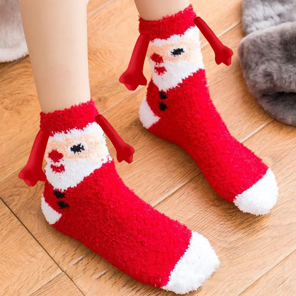 Lovely Christmas Socks With Hand High Elastic Soft Breathable Socking For Daily Wear