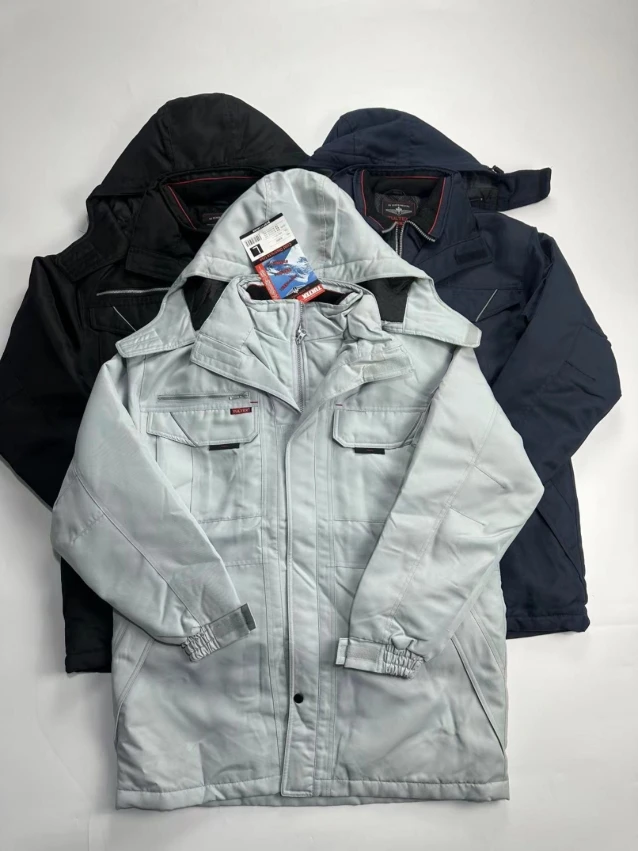 

Men's Winter Mid-Length Cotton Jaet with Many kets Workwear Sle Thiened Warm Faion Urban Large Size Coat