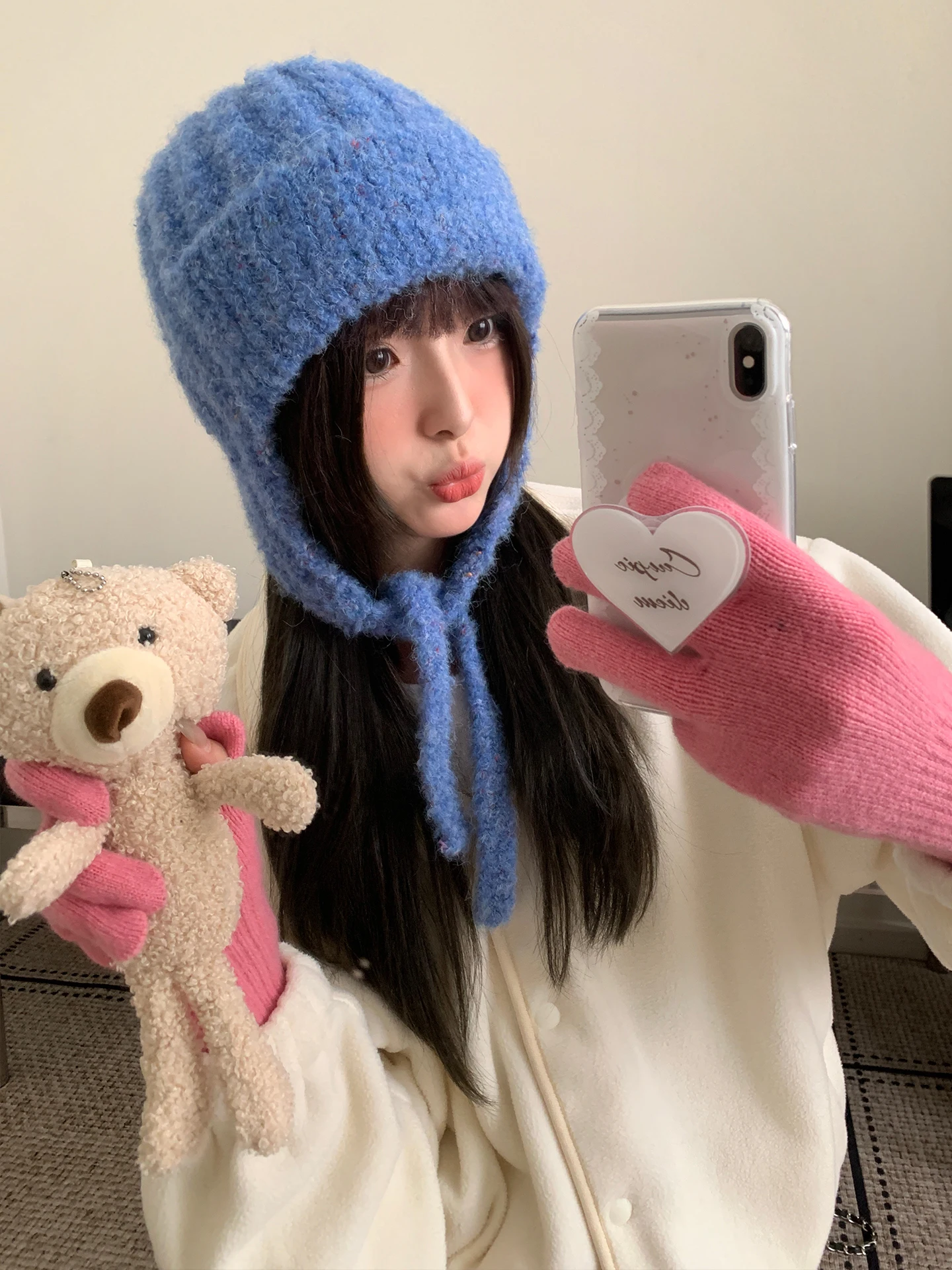 

Flying Hat For Women New Cute Warm And Cold-Proof Ear-Covering Lei Feng Hat Knitted Woolen Hat For Autumn And