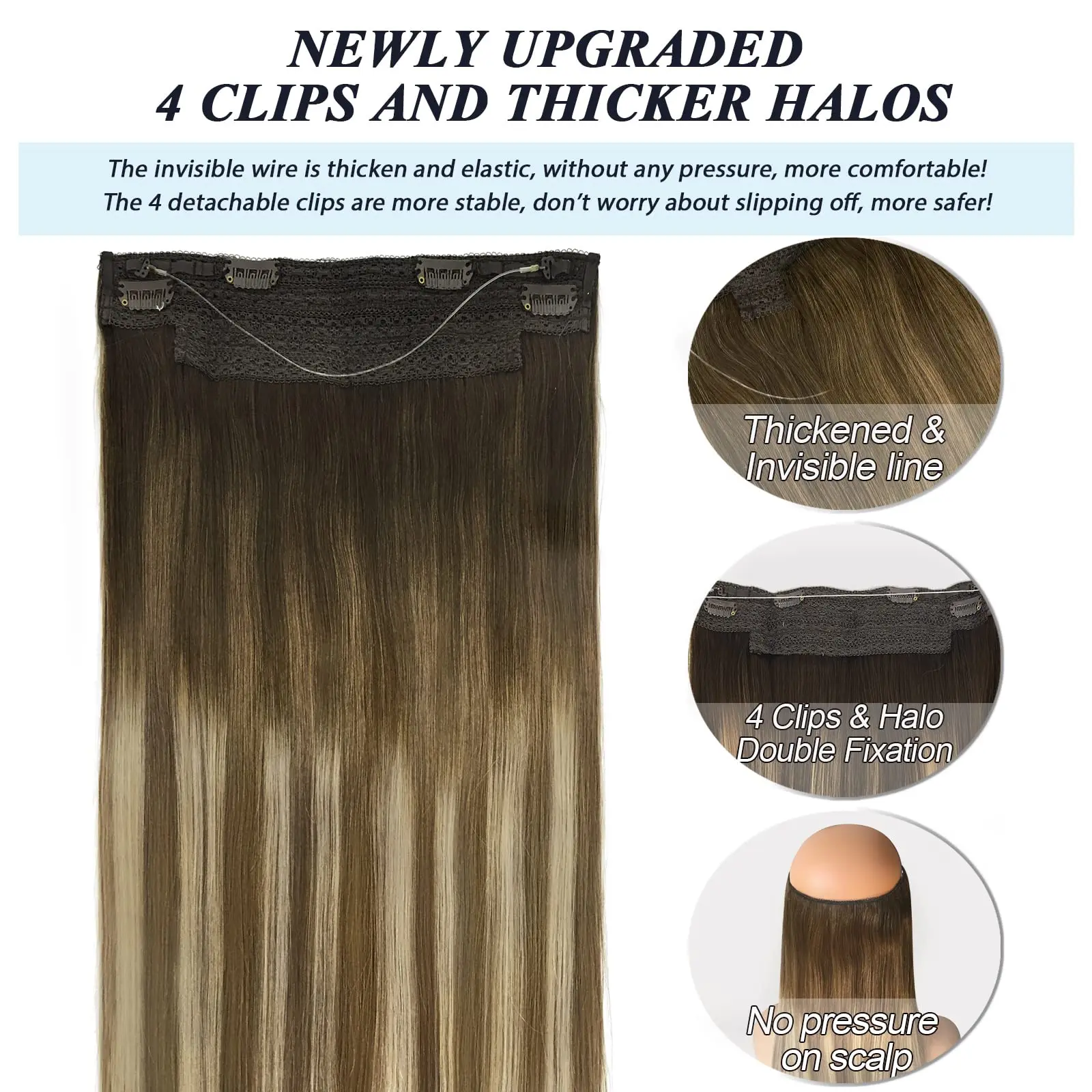 Estensione dei capelli linea di pesce Filo Ombre Estensione dei capelli umani Capelli Remy naturali Balayage Parrucchino dritto Biondo per le donne