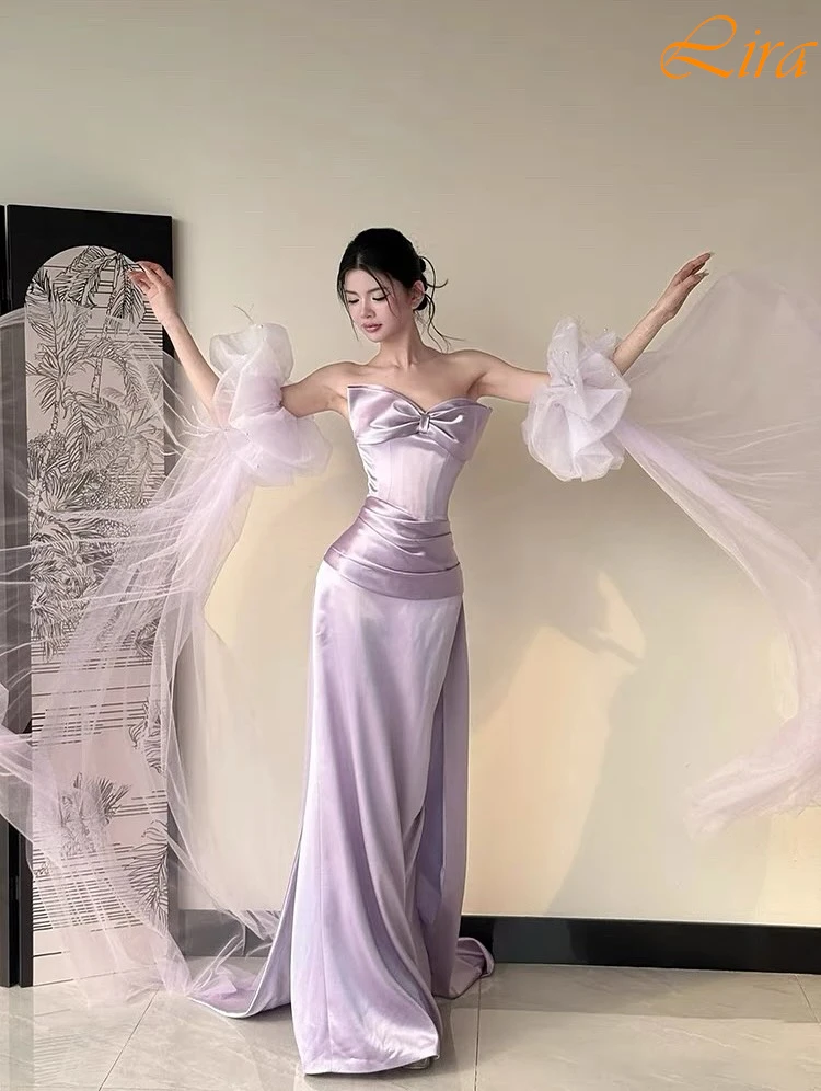 

Customized Straight Strapless Elegant Formal Evening Dress Fashion Delicate Celebrity Gowns High Quality Temperament Party Dress