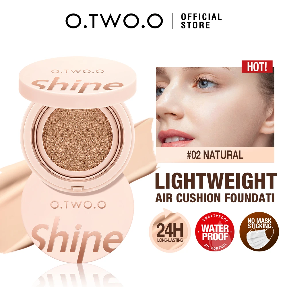 O.TWO.O 2pcs 페이스 메이크업 세트 프라이머 에어 쿠션 BB 크림 보이지 않는 오일 컨트롤 모공 소프트 포커스 오랫동안 지속되는 브라이트 스킨 화장품