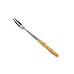 Novelty Two Teeth Stainless Steel Long Handmade Natural Bamboo Root Wood Handle Cake Dessert Small Fruit Fork