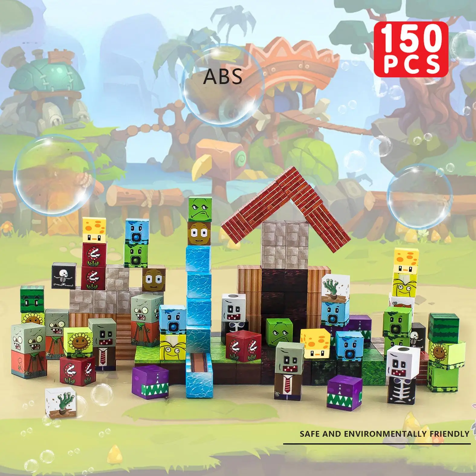 2025 LED Magnetic Blocks with light - Plants vs Zombies, Ice & Dark Series, Montessori STEM Toys for Kids 3+ Boys Girls Gifts