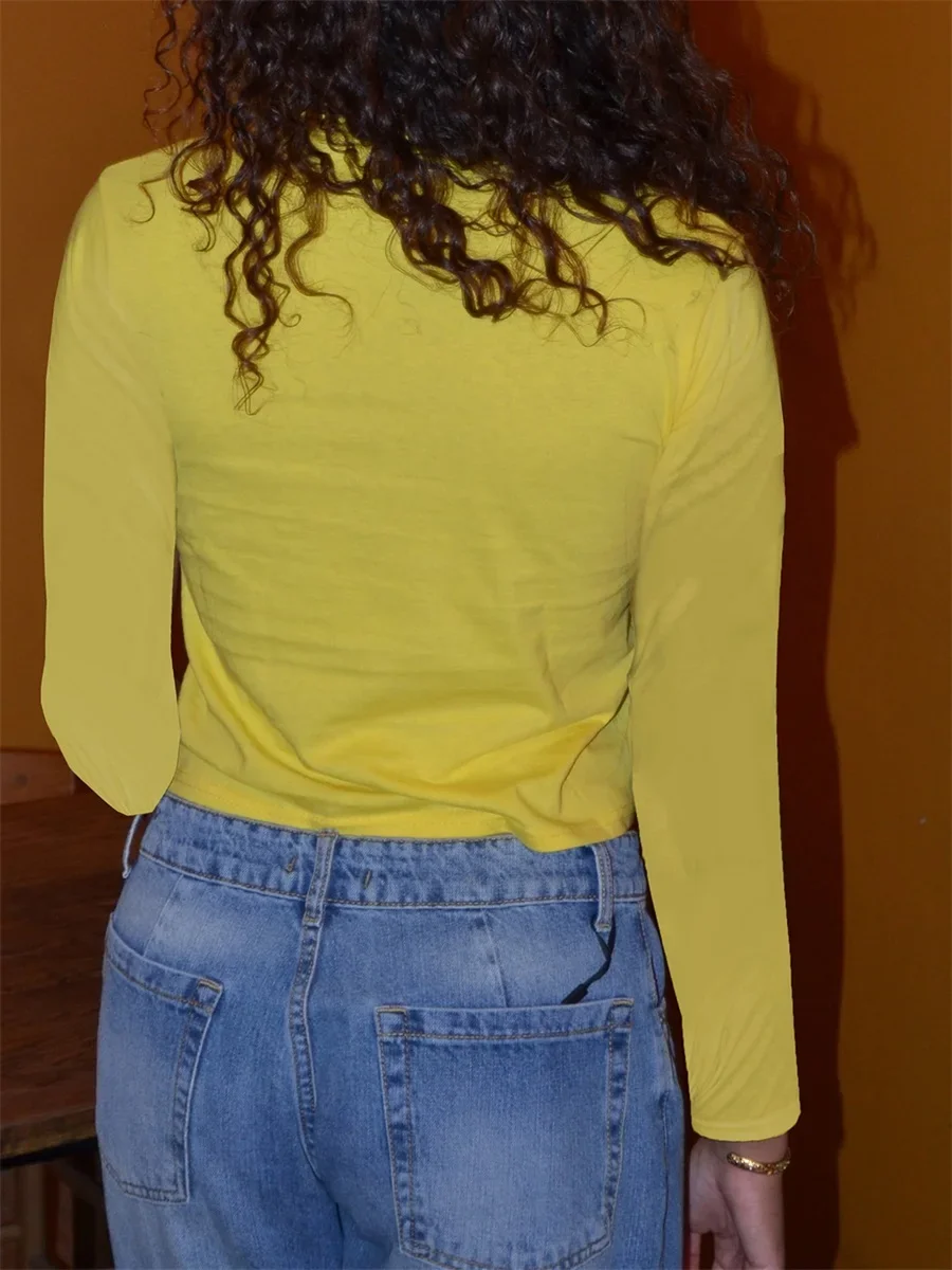 여성용 긴팔 티셔츠, 크루넥 플라워 프린트, 슬림핏 상의, 스트리트웨어, 여성용 튜브 탑, 패션