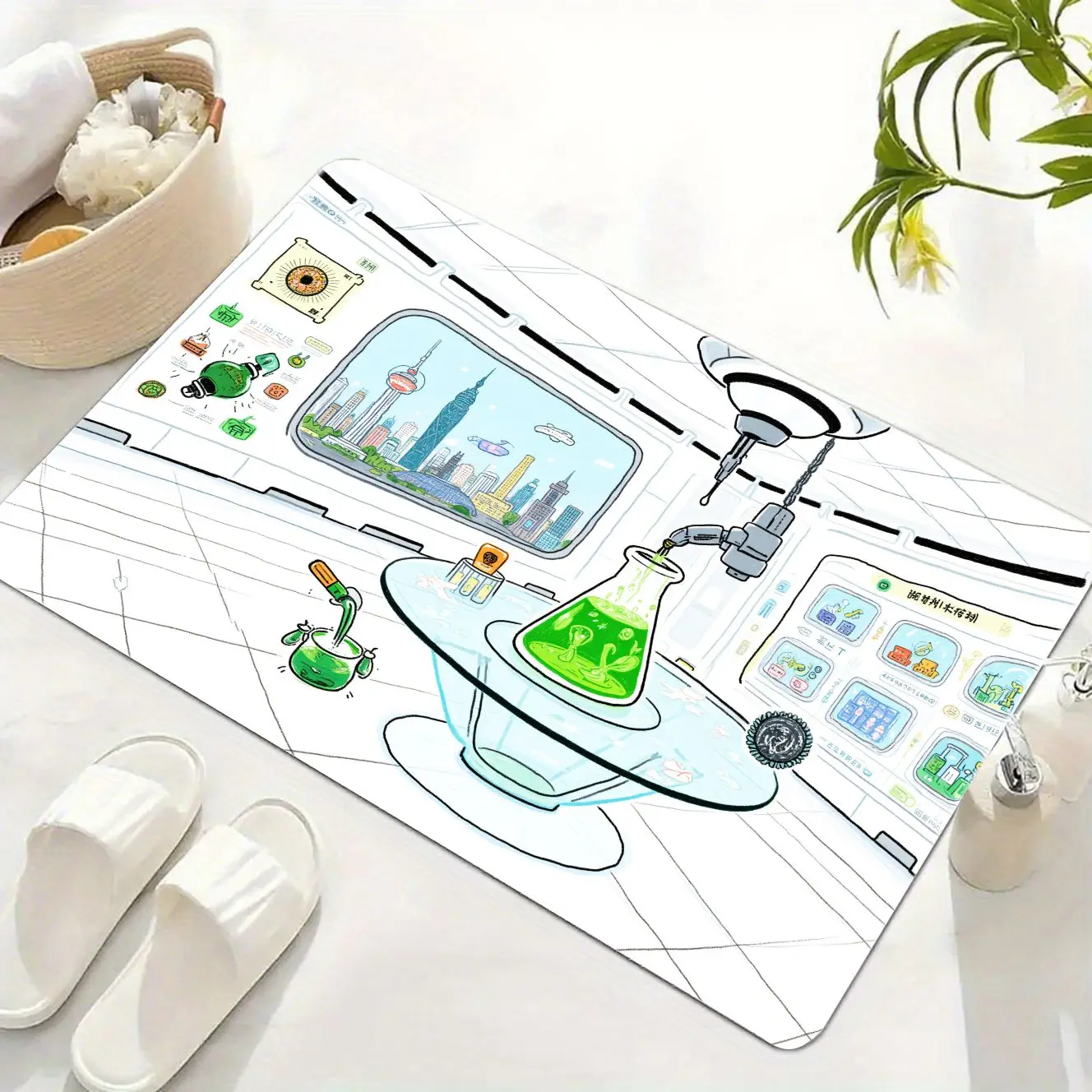 

MatMuse Futuristic Laboratory Science Soft Diatomaceous Earth Mat Floor mats Easy Clean Non-Slip Entrance Bath Room Fashion Mat