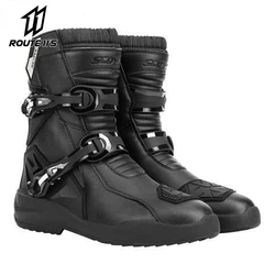 Botas de tubo medio para motocicleta, botas protectoras de cuero para motocicleta, zapatos de montañismo, botas protectoras para carreras todoterreno