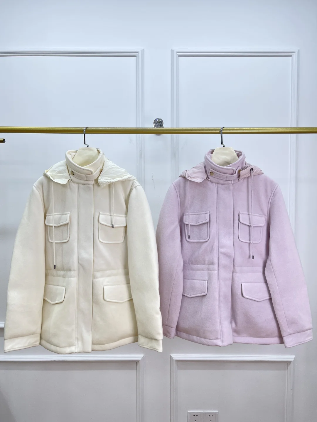 

Women's Cashmere Hooded Coat Winter 2025 Solid Color Long Sleeve Stand Collar Loose Fashion Down Jacket