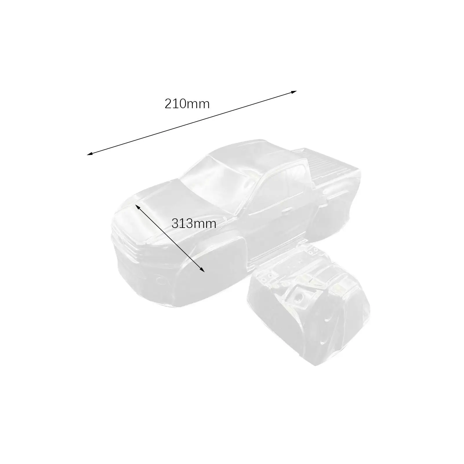 RC Car Body Shell 1/10 Pickup Truck Clear PC Shell 12.32in Wheelbase Upgrade Part for Crawler DIY Kit