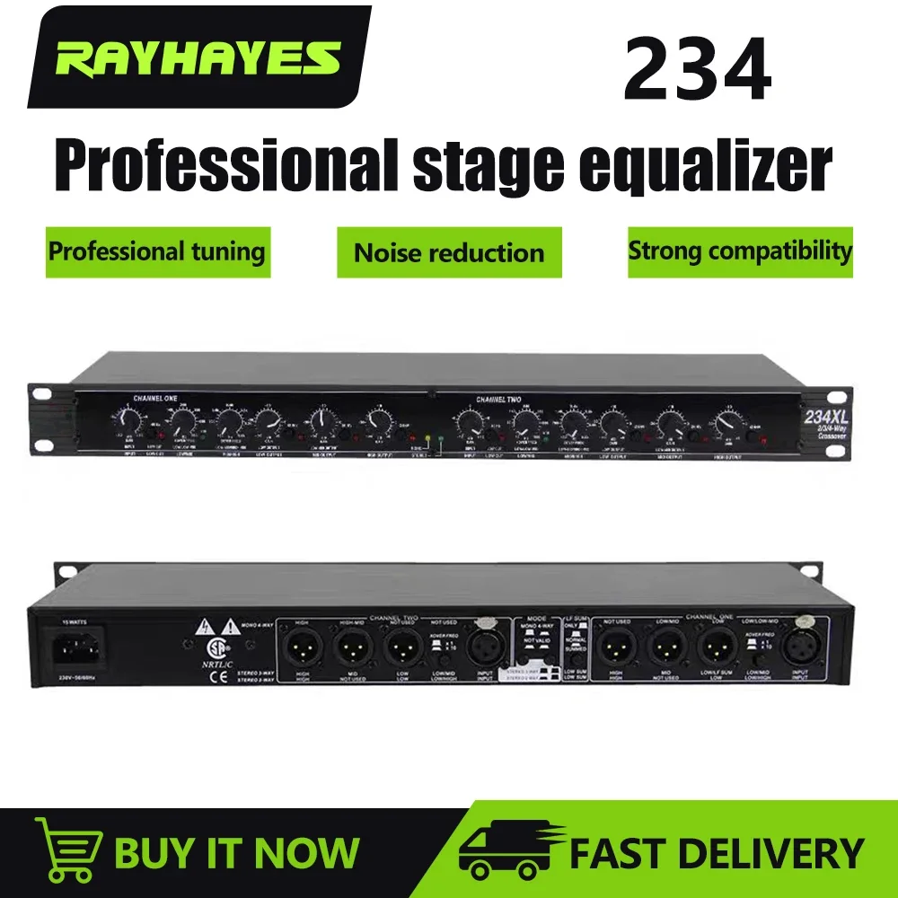 RAYHAYES #234 Professional Audio Crossover 2 3 4-way Frequency Divider Stereo Subwoofer Audio Equipment with XLR Connectors