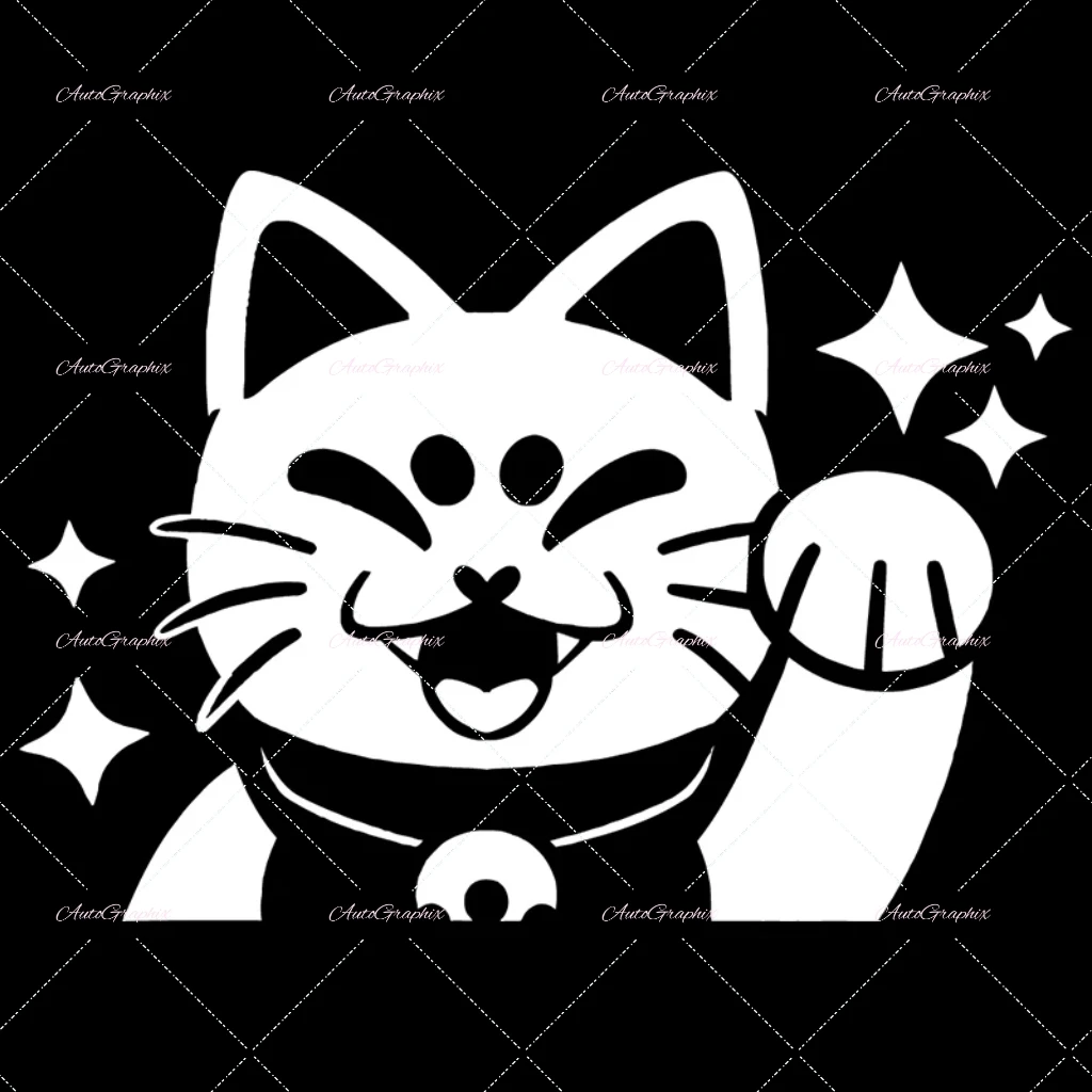 Cute Lucky Cat Car Stickers Waterproof PVC Vinyl Decals for Car Notebook Motorcycle Decoration