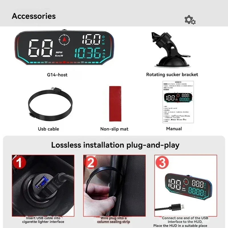 

Upgrade Hud Head-up Display Speed GPS Truck Car General New Energy Multi-function Instrument Projector
