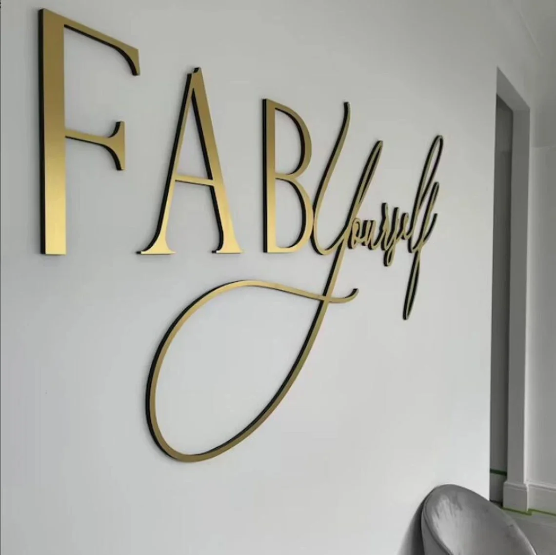 

Custom Brushed Metal Sign , Laser Cut Clinic Sign, Sign with Raised 3D Design, Business Letter, Lobby Signage Reception Logo,