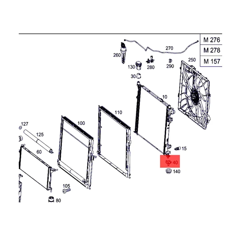 Soporte de montaje inferior de radiador de 2 piezas, 2515040114 para mercedes-benz W164, W251, ML320, ML550, GL320, R320