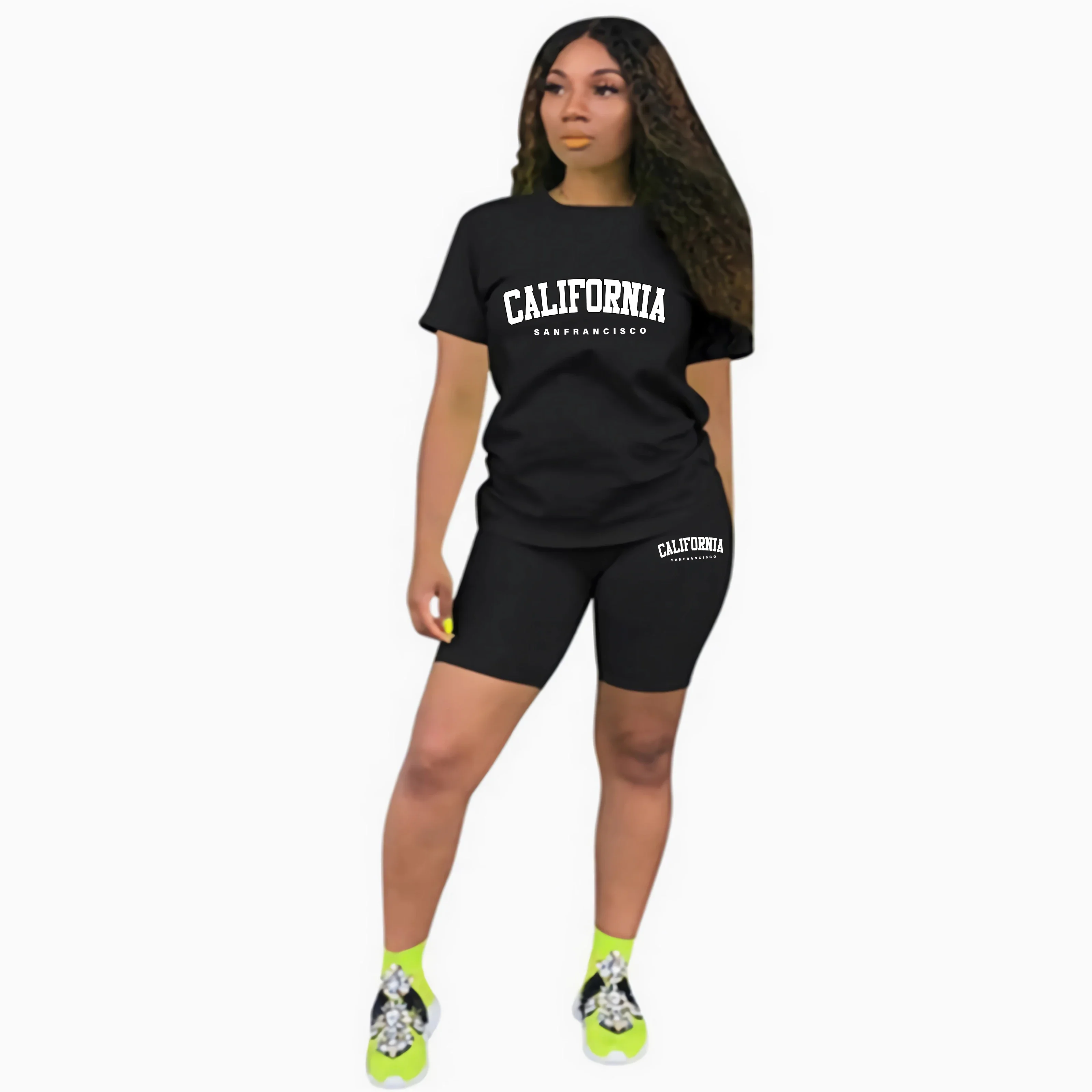2026 New Quality Casual Woman Clothing Summer Two Piece Set Women T-Shirts O-Neck Shorts Daily Short Sleeve Tracksuit Hot Sales