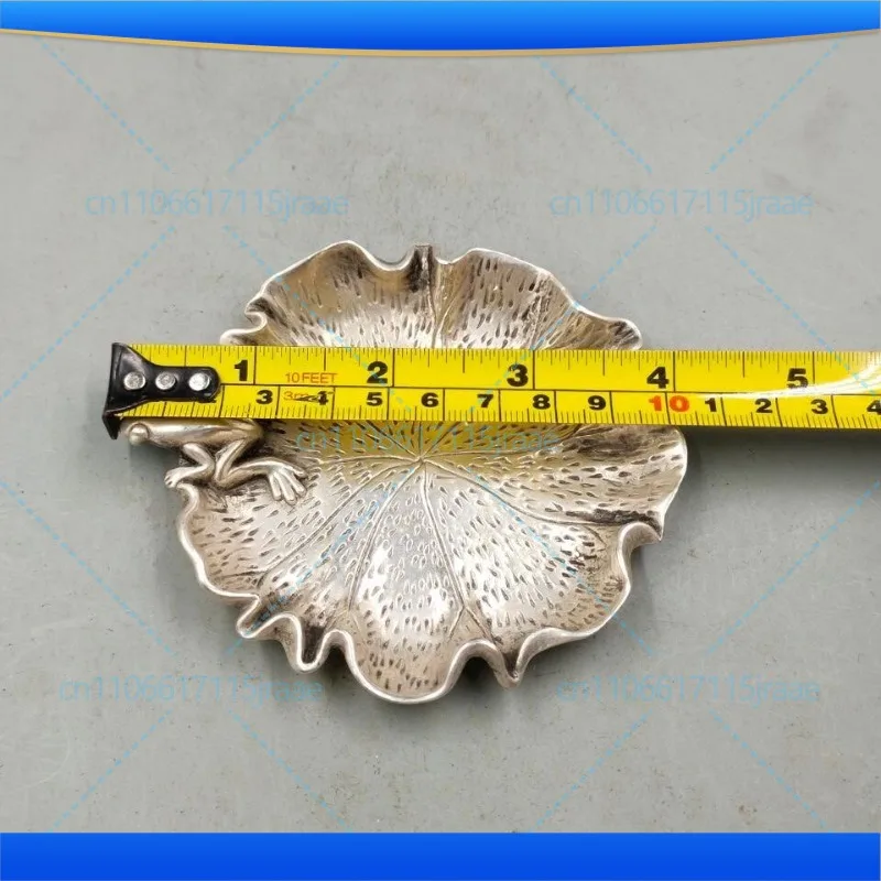 For antique silver plated frog pen washing seedling silver plate incense saucer frog lotus saucer small ornament model